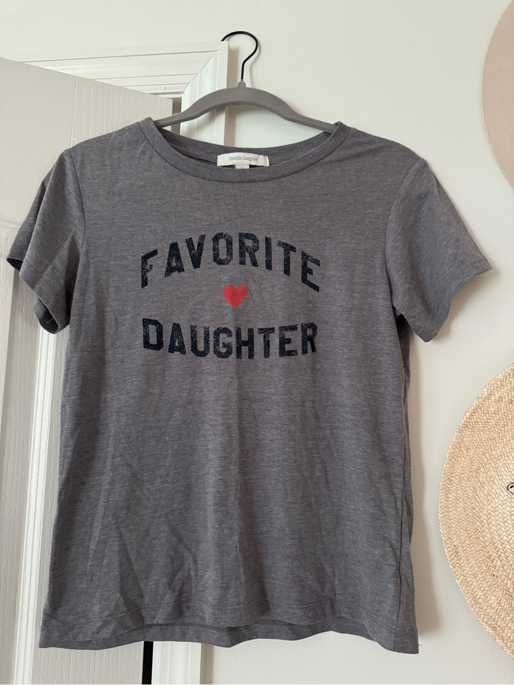 Favorite Daughter Grey Graphic Tee with Red Heart